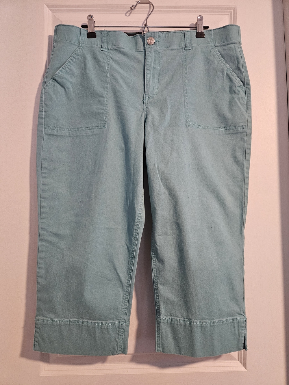 Gloria Vanderbilt Aqua Capri Pants Size 16 Stretch Cotton Casual Summer